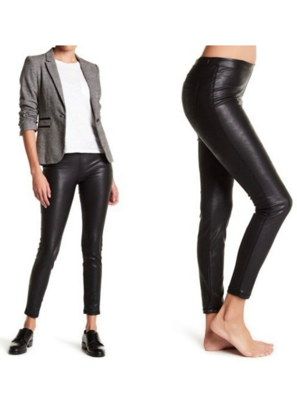 BlankNYC Sz 28 Black Vegan Leather Pull-On Leggings Like New Indie Moto